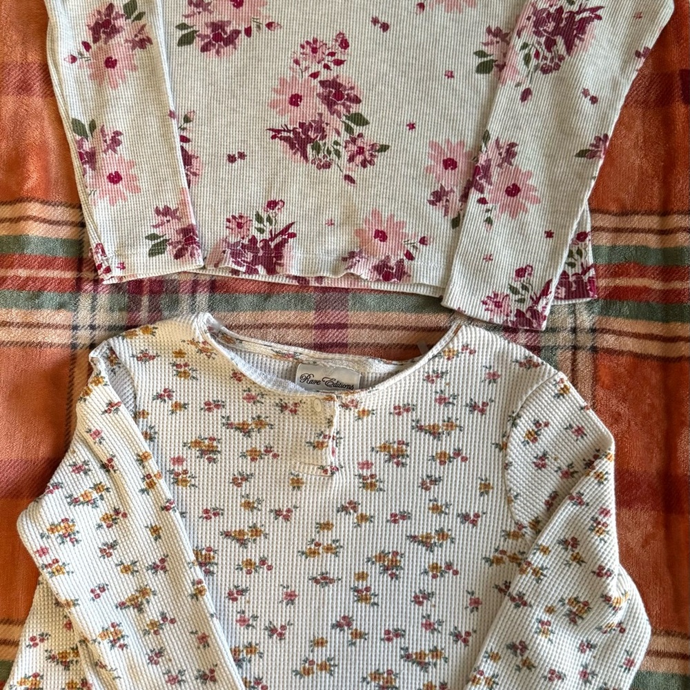 Two Floral Kids Long Sleeve Tops